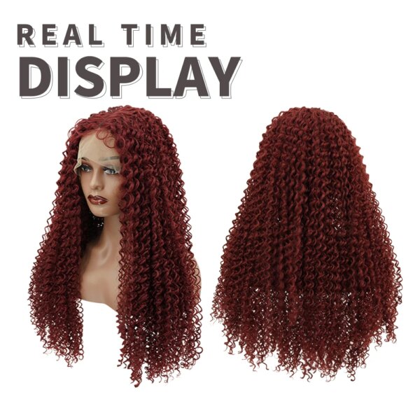 Perruque Bourgogne Kinky Curly Lace Front Perruques Synthétique Moyen