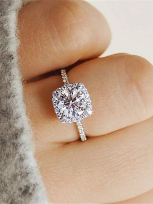 Bague de fiançailles femme romantiques pour femmes, bijoux de mariage, perceuse blanche exquise