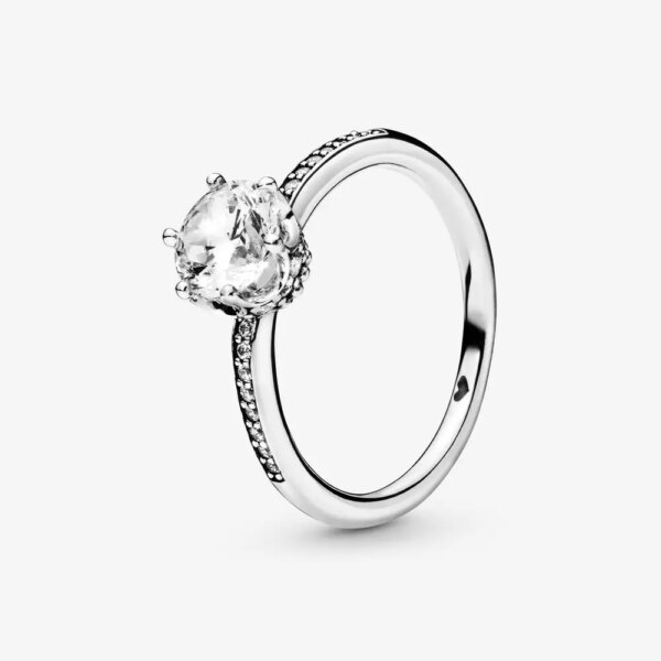 Bague de fiançailles femme Modèle Couronne Original, Cœur, Wishbone