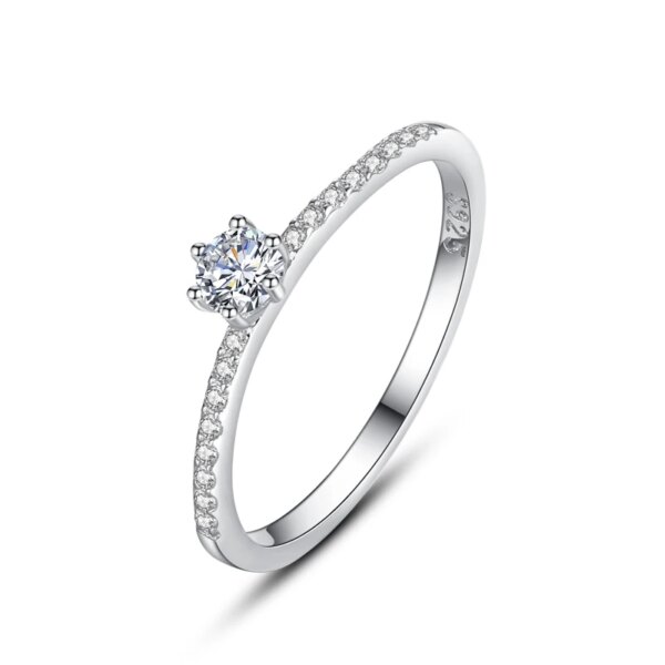 Bague de fiançailles femme classiques en argent Sterling 925, Zircon clair scintillant