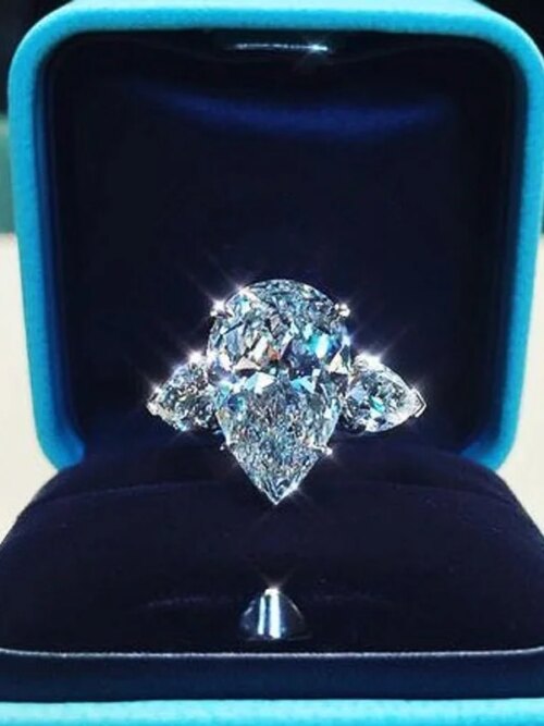 Bague de fiançailles femme de luxe en cristal goutte d'eau CZ, bague de fiançailles pour femme