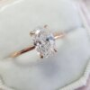 Bague de fiançailles femme en zircon cubique pour femmes, anneau ovale de luxe de couleur or brillant