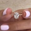 Bague de fiançailles femme en zircon cubique pour femmes, anneau ovale de luxe de couleur or brillant