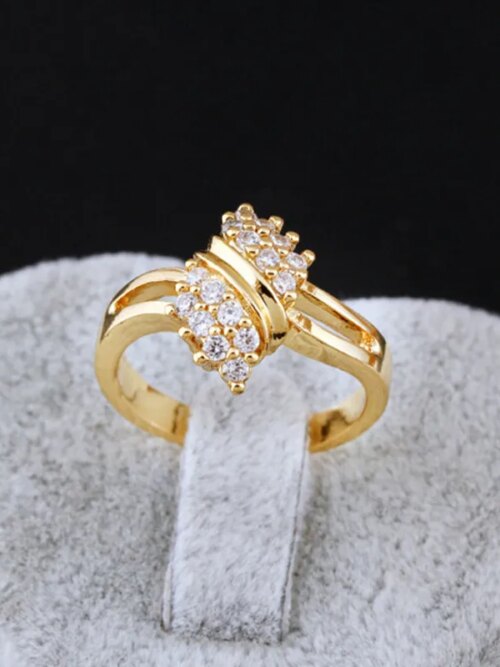 Bague de fiançailles femme à breloques en diamant en or 14 carats pour femmes