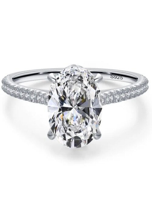 Bague de fiançailles femme ovale en zircone pour femmes