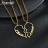 Atoztide-Collier en acier inoxydable avec nom personnalisé pour couple, plaque signalétique d'amour, cadeau de bijoux personnalisé pour le jour commémoratif, 1 paire