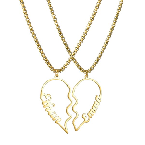 Atoztide-Collier en acier inoxydable avec nom personnalisé pour couple, plaque signalétique d'amour, cadeau de bijoux personnalisé pour le jour commémoratif, 1 paire