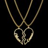 Atoztide-Collier en acier inoxydable avec nom personnalisé pour couple, plaque signalétique d'amour, cadeau de bijoux personnalisé pour le jour commémoratif, 1 paire