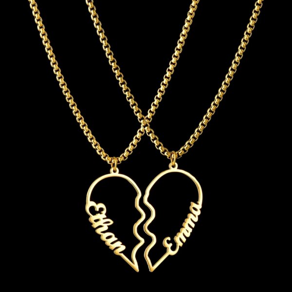 Atoztide-Collier en acier inoxydable avec nom personnalisé pour couple, plaque signalétique d'amour, cadeau de bijoux personnalisé pour le jour commémoratif, 1 paire