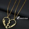 Atoztide-Collier en acier inoxydable avec nom personnalisé pour couple, plaque signalétique d'amour, cadeau de bijoux personnalisé pour le jour commémoratif, 1 paire