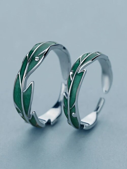 62668-4cd607.jpg bague de promesse en feuilles vertes irrégulières pour femmes, bijoux de mariage romantiques simples