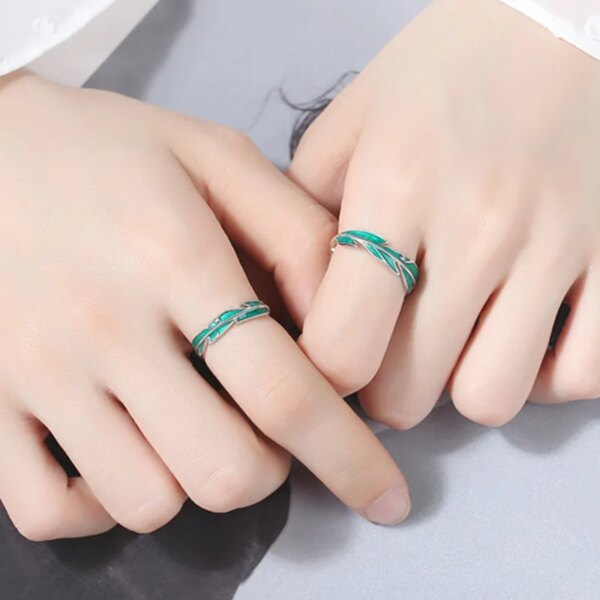bague de promesse en feuilles vertes irrégulières pour femmes, bijoux de mariage romantiques simples