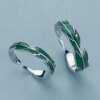 bague de promesse en feuilles vertes irrégulières pour femmes, bijoux de mariage romantiques simples
