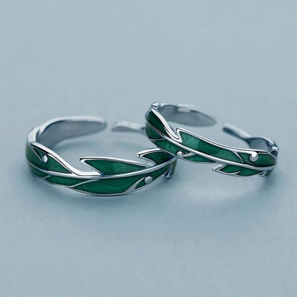 bague de promesse en feuilles vertes irrégulières pour femmes, bijoux de mariage romantiques simples