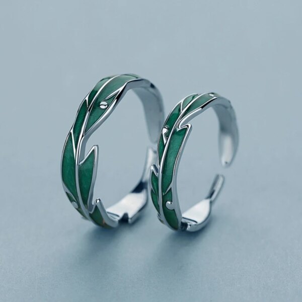 bague de promesse en feuilles vertes irrégulières pour femmes, bijoux de mariage romantiques simples