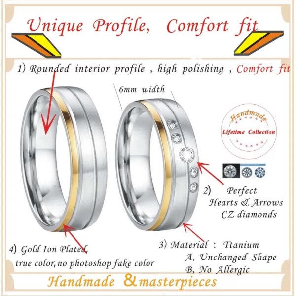bague de promesse pour amoureux occidentaux de haute qualité, ensemble pour lui et lui