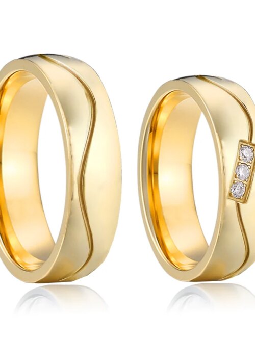 62765-149f08.jpg bague de promesse en acier inoxydable plaqué or 14 carats, alliance des amoureux, bijoux pour couples