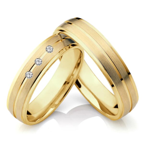bague de promesse en acier inoxydable plaqué or 14 carats, alliance des amoureux, bijoux pour couples