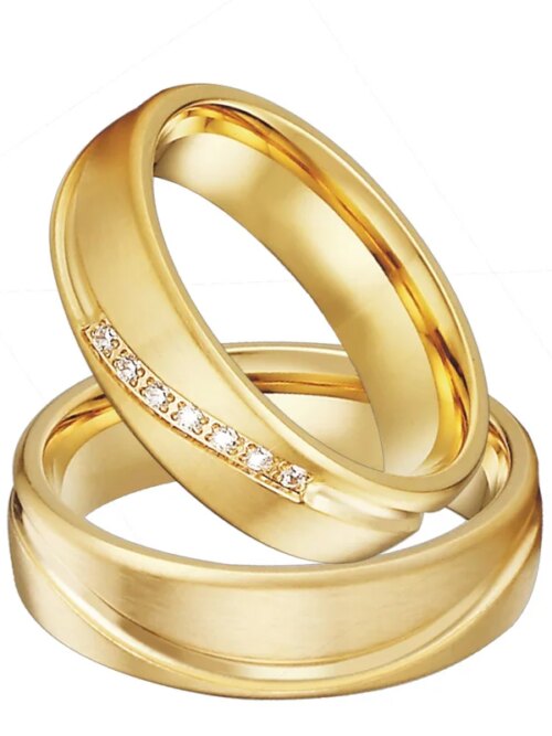 bague de promesse occidentales en acier inoxydable plaqué or 18 carats pour hommes et femmes