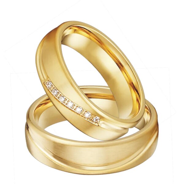 bague de promesse occidentales en acier inoxydable plaqué or 18 carats pour hommes et femmes