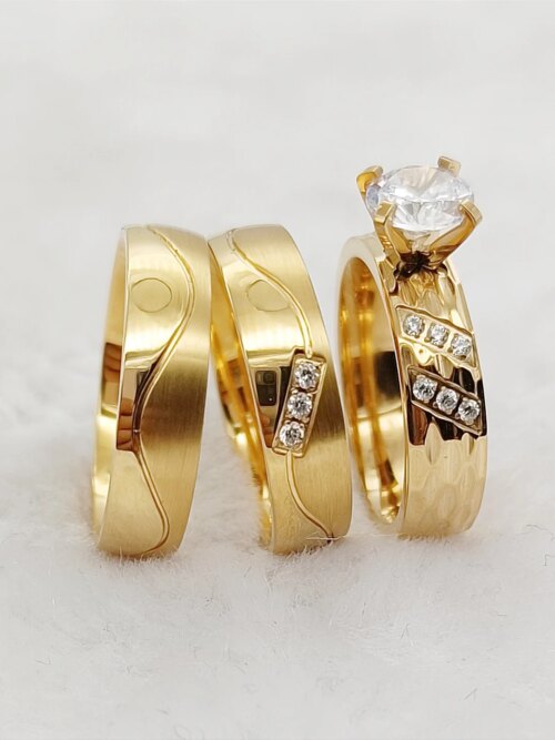 62887-6efae4.jpg bague de promesse en acier inoxydable plaqué or 18 carats pour Couples, bague de mariage de haute qualité avec pierres