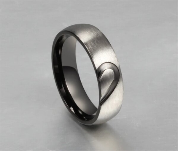 Bague de fiançailles et de mariage en acier inoxydable, véritable cœur d'amour