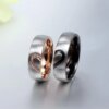 Bague de fiançailles et de mariage en acier inoxydable, véritable cœur d'amour
