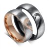 Bague de fiançailles et de mariage en acier inoxydable, véritable cœur d'amour