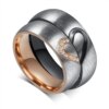 Bague de fiançailles et de mariage en acier inoxydable, véritable cœur d'amour