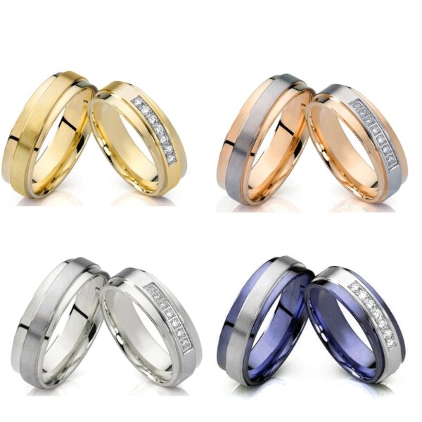 bague de promesse en acier inoxydable Love Alliance, alliance noire, alliances pour couples