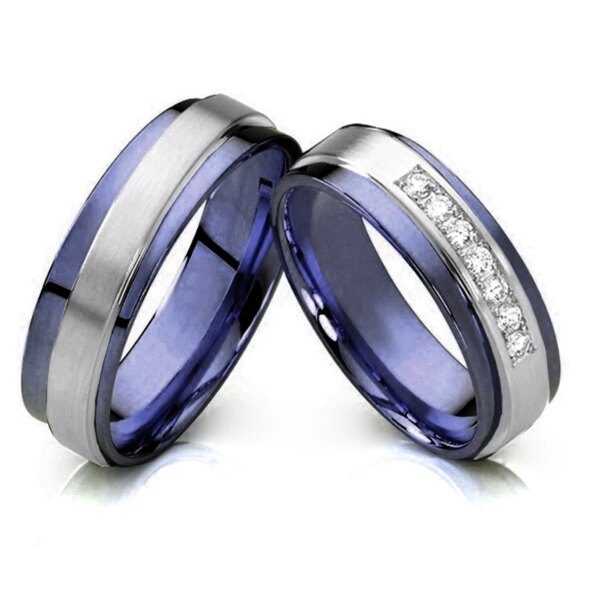 bague de promesse en acier inoxydable Love Alliance, alliance noire, alliances pour couples