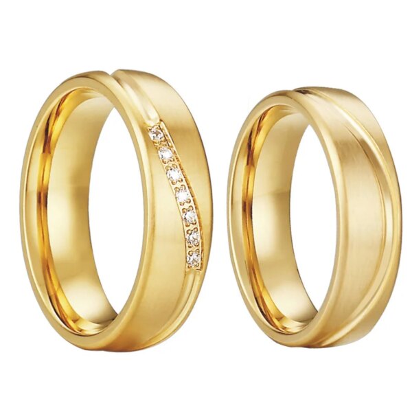 bague de promesse occidentales en acier inoxydable plaqué or 18 carats pour hommes et femmes