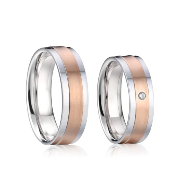bague de promesse simples pour hommes et femmes, plaqué or 18 carats, bijoux en acier inoxydable
