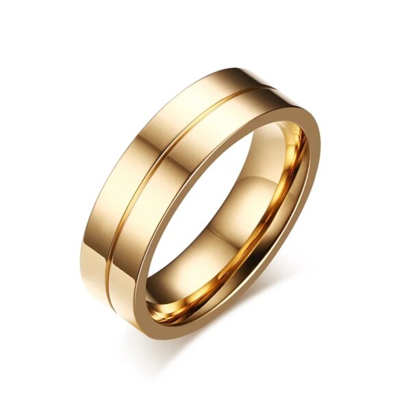 bague de promesse en acier inoxydable couleur or pour hommes et femmes