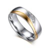 bague de promesse en acier inoxydable pour hommes et femmes, bijoux de couple, document en or
