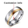 bague de promesse en acier inoxydable pour hommes et femmes, bijoux de couple, document en or