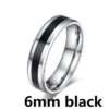 bague de promesse en acier inoxydable, Alliance classique pour femmes et hommes, bagues de couleur noir et argent