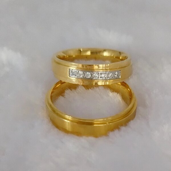 bague de promesse de mariage en acier inoxydable plaqué or 18 carats, ensemble de bagues de Couples