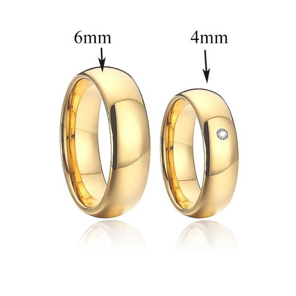 bague de promesse de mariage en acier inoxydable plaqué or 18 carats, ensemble de bagues de Couples