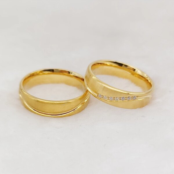 bague de promesse de mariage en acier inoxydable plaqué or 18 carats, ensemble de bagues de Couples
