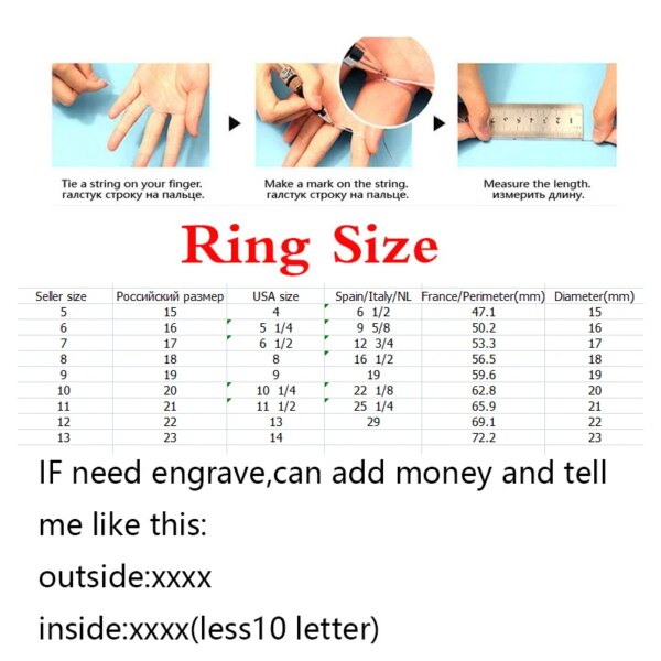 bague de promesse Cubique Personnalisées en Acier Inoxydable pour Homme et Femme
