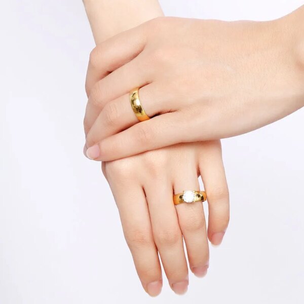 bague de promesse Cubique Personnalisées en Acier Inoxydable pour Homme et Femme