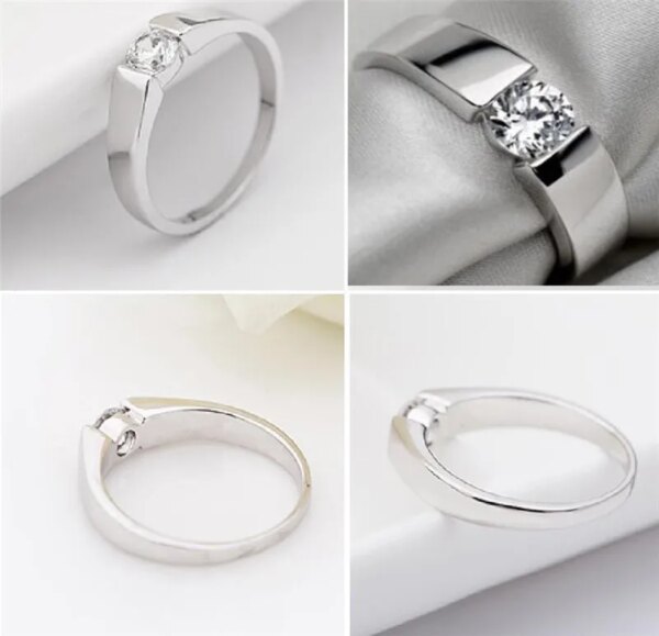 bague de promesse en argent regardé 925, pierre cz, parfaite fête, alliance