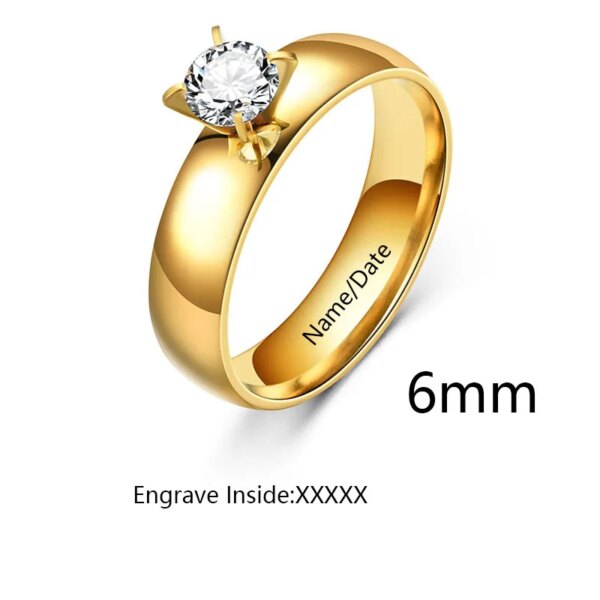 bague de promesse Cubique Personnalisées en Acier Inoxydable pour Homme et Femme