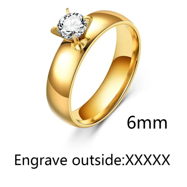 bague de promesse Cubique Personnalisées en Acier Inoxydable pour Homme et Femme