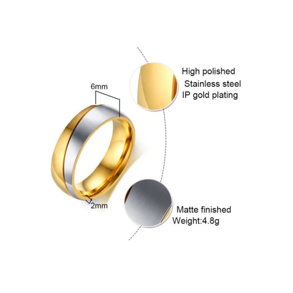 bague de promesse de tempérament pour femmes et hommes, pierres CZ, bracelet de fiançailles en acier inoxydable
