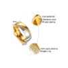 bague de promesse de tempérament pour femmes et hommes, pierres CZ, bracelet de fiançailles en acier inoxydable