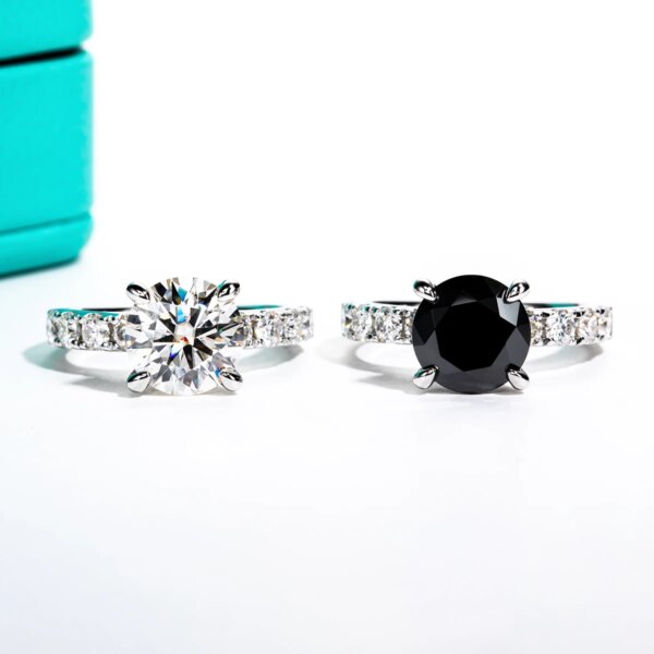 Bague de fiançailles femme en Moissanite, anneau en argent Sterling 4.3 plaqué or 18 carats