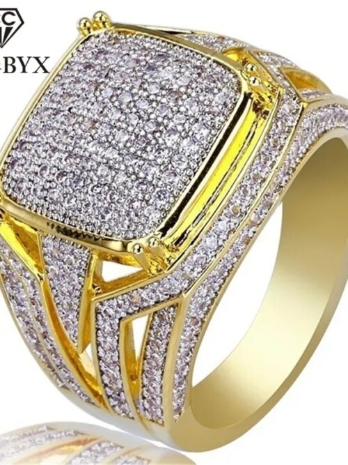 bague de fiançailles homme en pierre carrée pour hommes