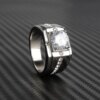 bague de fiançailles homme cubique ronde en argent pour hommes, bijoux absorbe ouissants